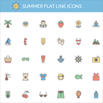 37 Cool Free Summer Flat Line Icons