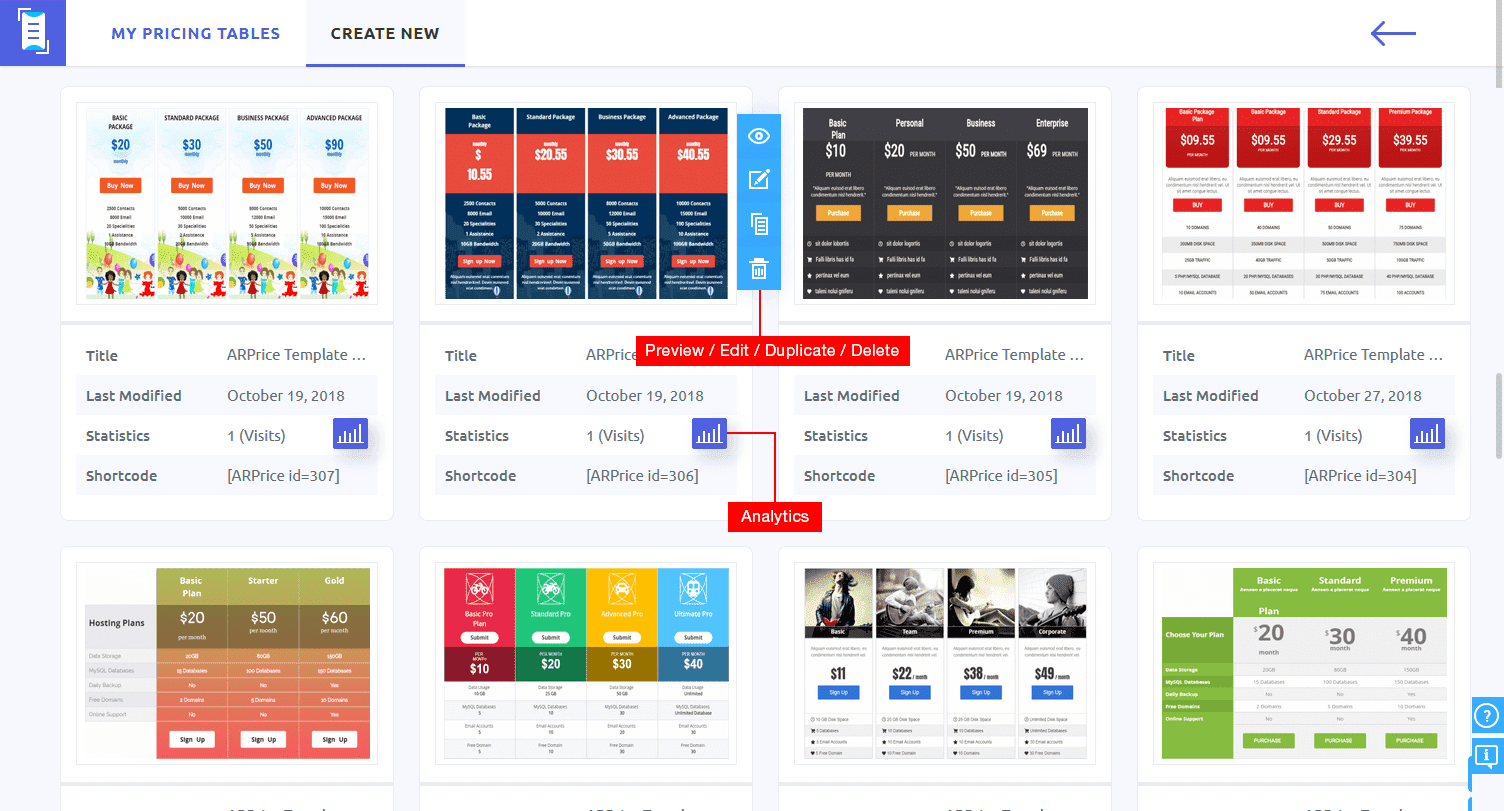 ARPrice - My Pricing Table