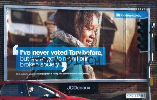Vandalised Tory Billboards