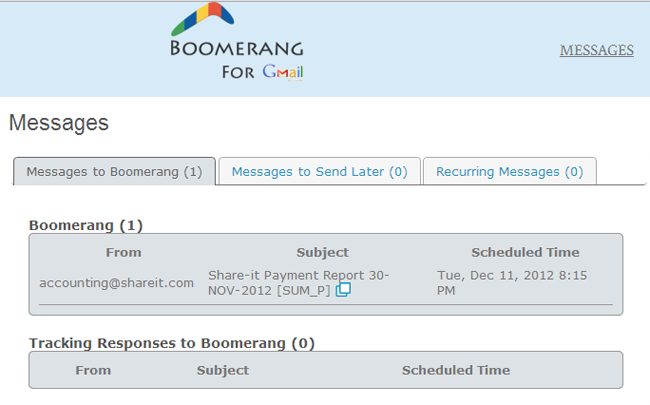 Boomerang Gmail Dashboard