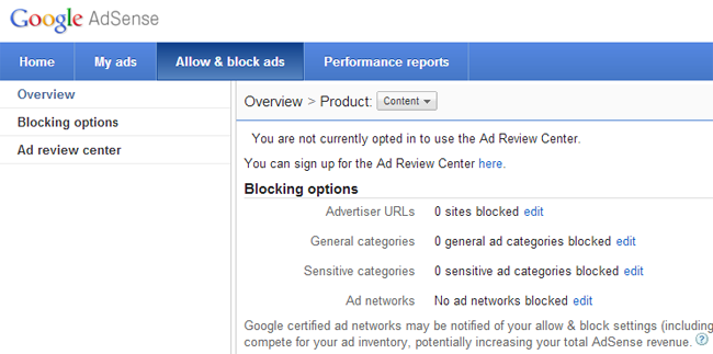 Google Adsense Allow And Block Ads