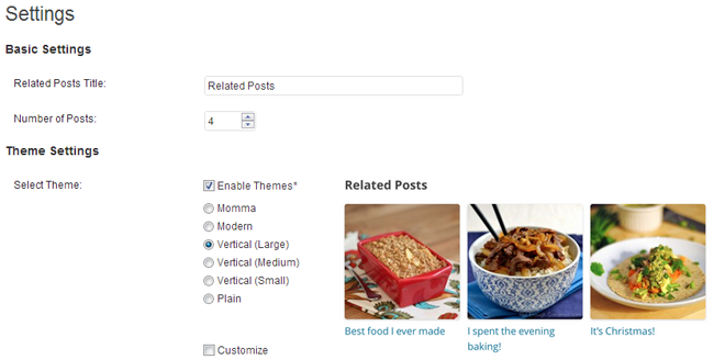 WordPress Related Posts Settings