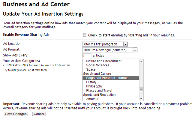 Ad Insertion Settings