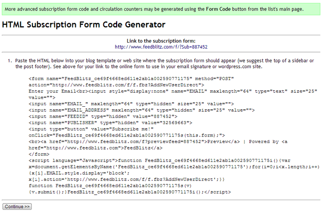 HTML Subscription Form Code Generator