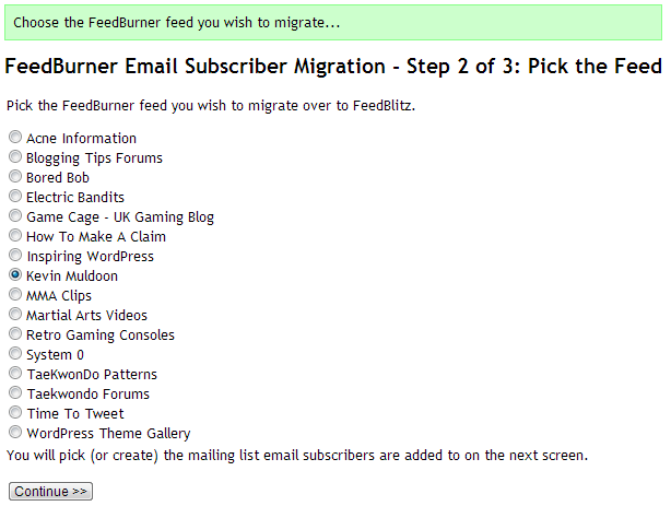 FeedBurner Email Subscriber Migration