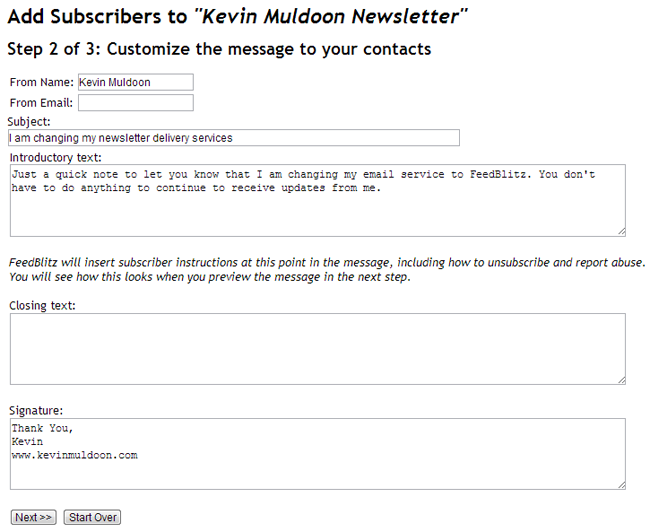 Customised Email for Subscribers