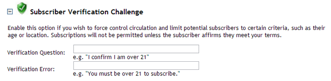 Subscriber Verification Challenge