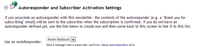 Auto Responder and Subscriber Activation Settings