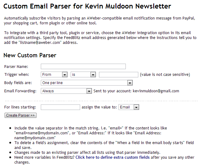 Custom Email Parser