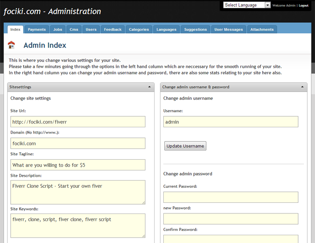 Altrasoft Fiverr Clone Admin Area