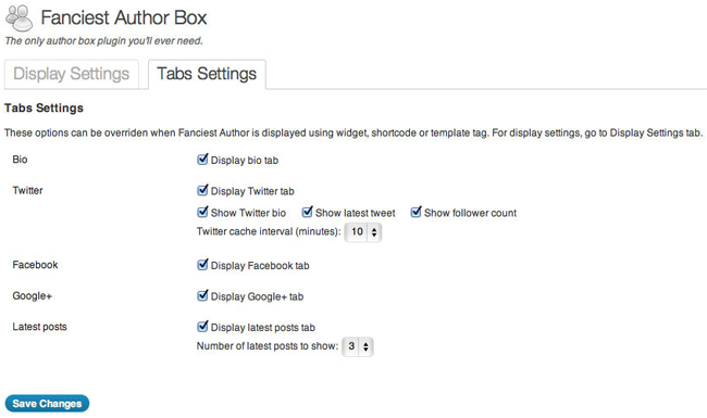 Fanciest Author Box Tab Settings