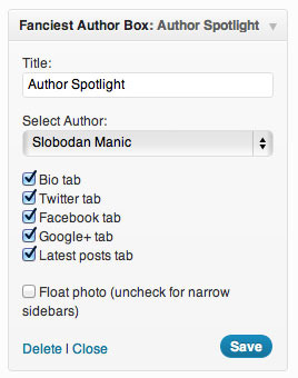 Fanciest Author Box Widget Settings