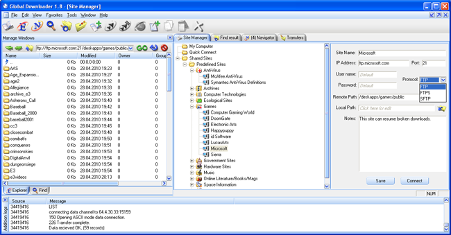Global Downloader FTP Client