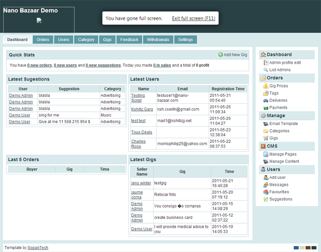 Nano Bazaar Marketplace Micro Jobs Script Admin Area