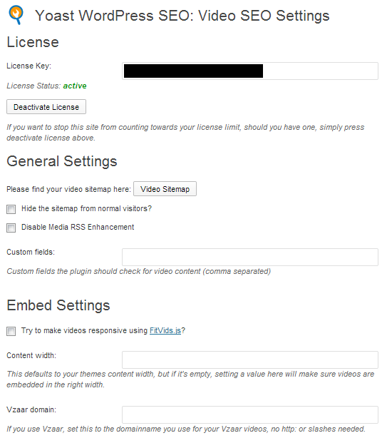 Video SEO for WordPress Settings