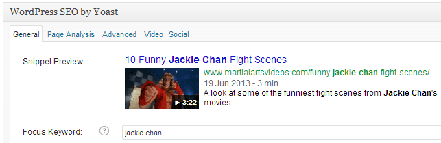 Video SEO for WordPress Snippet Preview