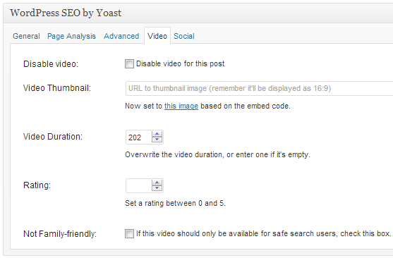 Video SEO for WordPress Video Settings