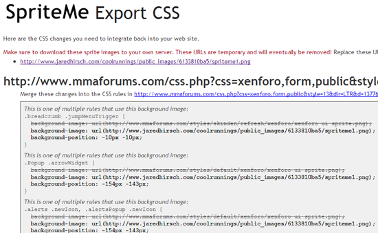 SpriteMe Export CSS