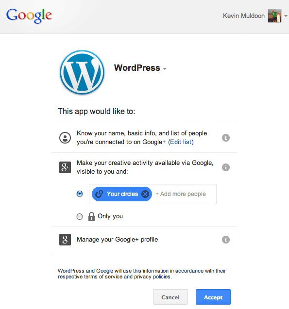 WordPress App Requires Authorisation