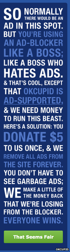 OKCupid No Ads Banner
