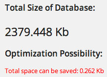 WP Optimize Database Size
