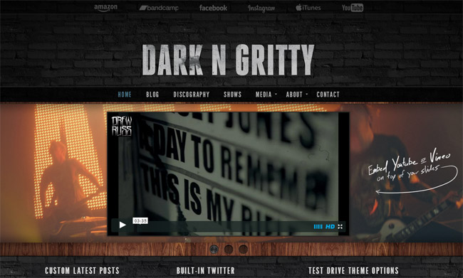 Dark N Gritty WordPress Theme