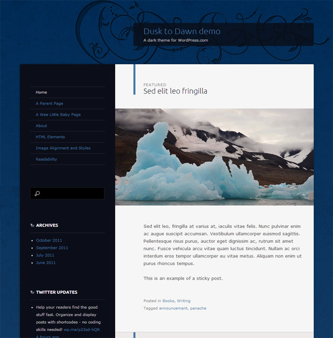 Dusk to Dawn WordPress Theme