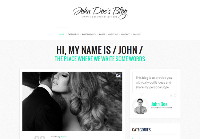 John Doe's Blog WordPress Theme