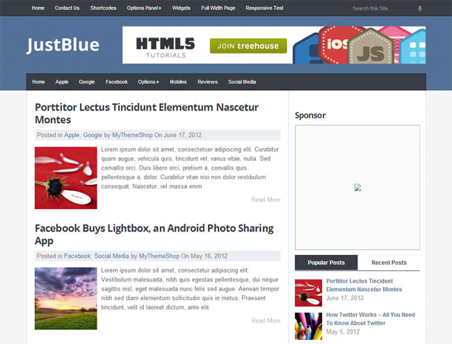 JustBlue WordPress Theme