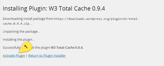 Activating W3 Total Cache