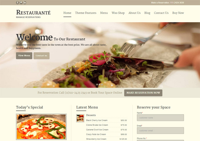 Restaurante WordPress Theme