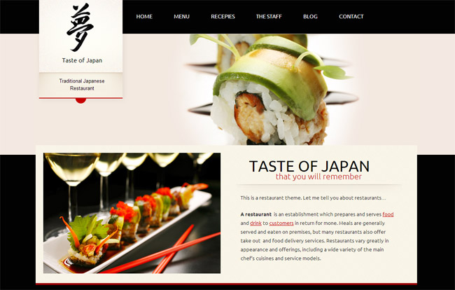 Taste of Japan WordPress Theme