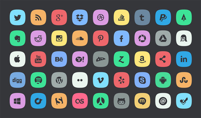 45 Subtle Social Media Icons