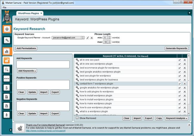 Market Samurai Keyword Research Tool