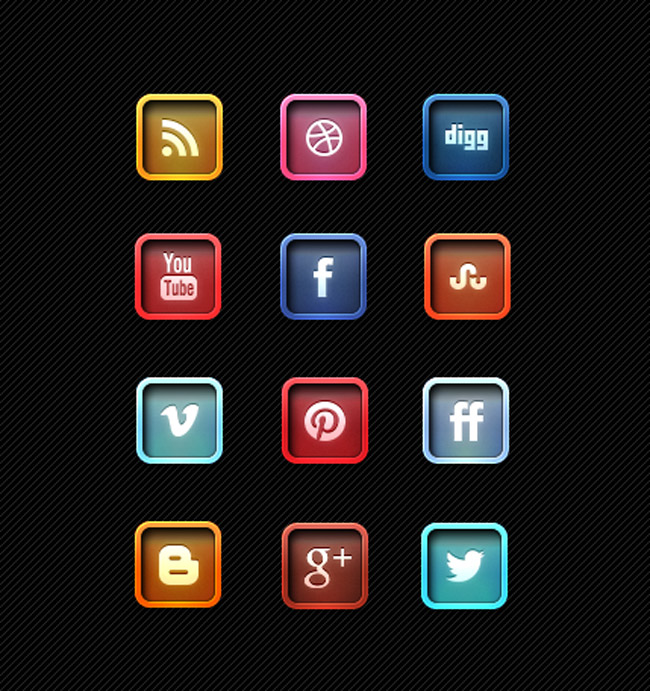 Beautiful Free Letter Pressed Social Media Icons