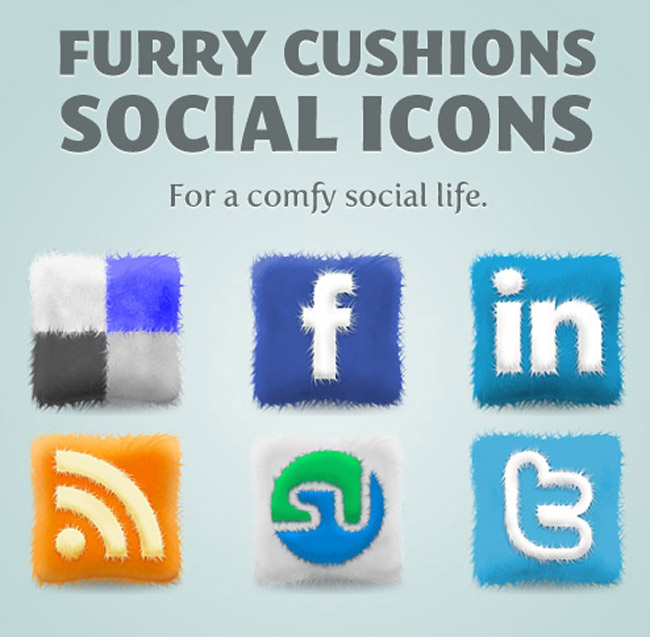 Free Furry Cushions Social Icons Set