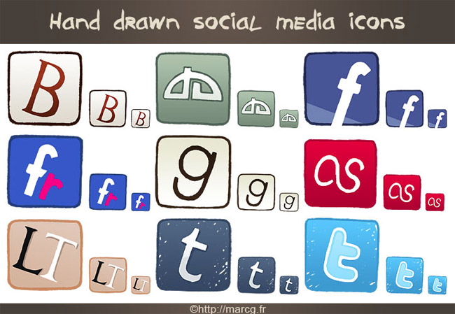  Hand drawn social media icons
