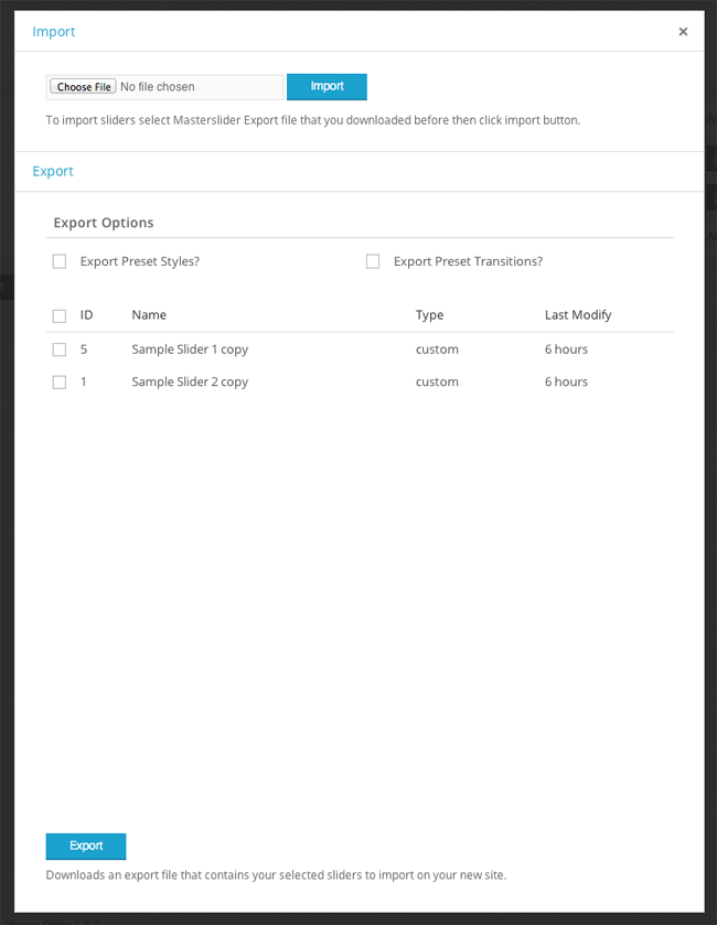 Import and Export Slides and Settings