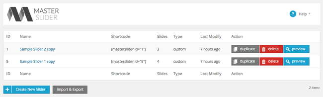 Slide List with Shortcodes