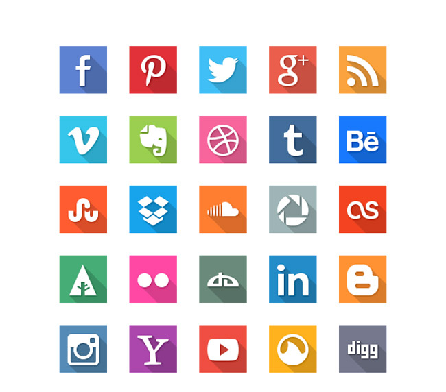 40 Social Media Flat Icons