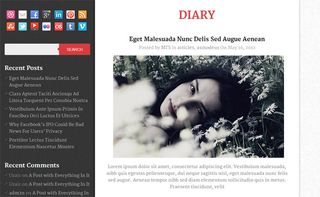 Diary Free Wordpress Theme