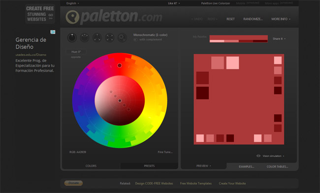 Paletton Color Picker Website