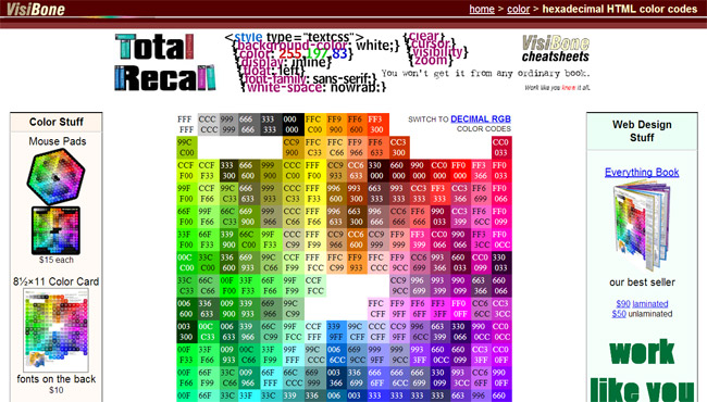 VisiBone Color Picker Website