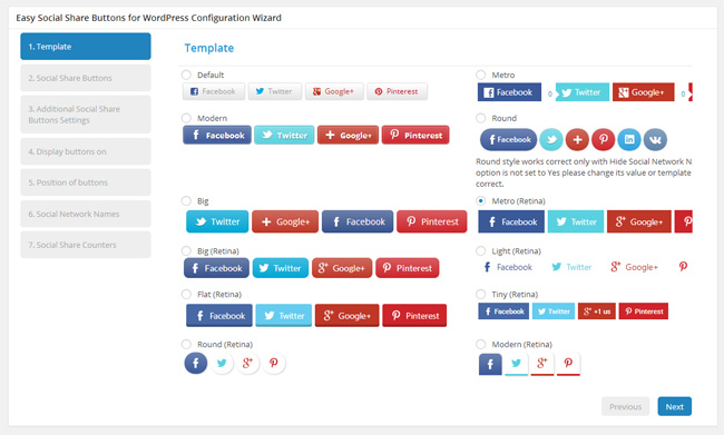 Easy Social Share Buttons Configuration Wizard