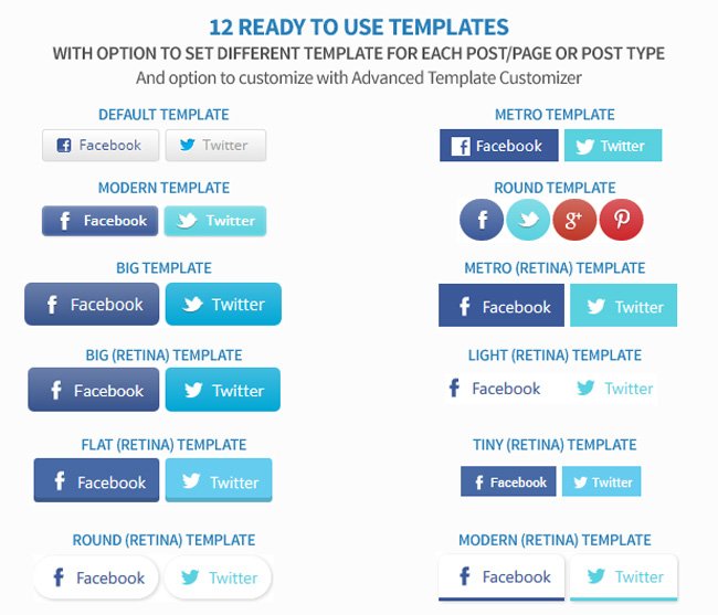 Easy Social Share Buttons Template Designs