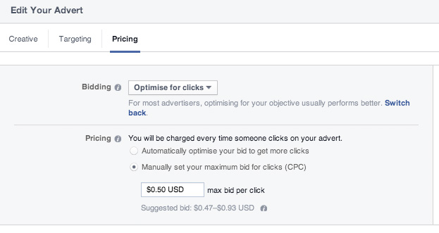 Optimise Facebook Campaign for Clicks