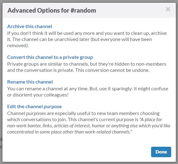 Slack- advanced options