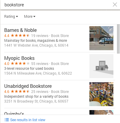 Bookstore map
