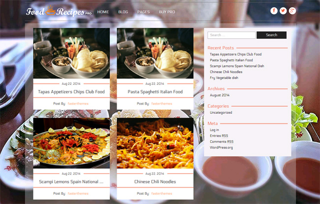 Food Recipes Free WordPress Theme