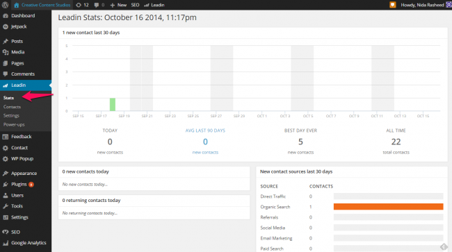 LeadIn Stats Page